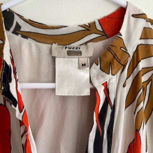 FUZZI Leaf Print Tulle Dress Size Medium - Picture 6 of 8